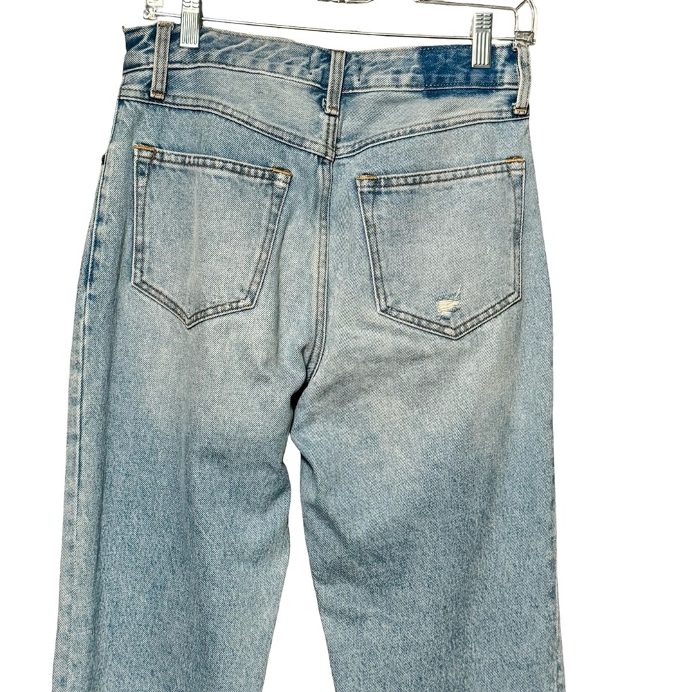 Abercrombie and Fitch Annie High Rise Straight Raw Hem Beaded Embroidered Jeans - Picture 11 of 13